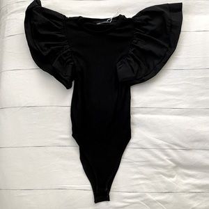 Small Zara ruffled bodysuit in black - never worn